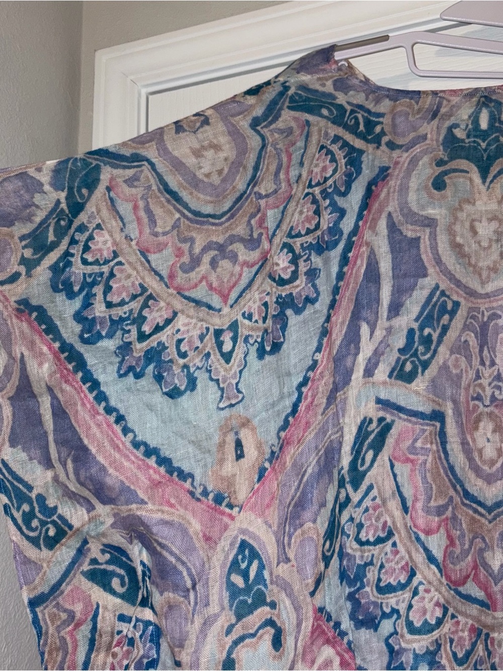 Chico's Sheer Paisley Tunic in Teal and Pink Linen Size L/XL - Picture 5 of 7